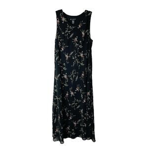 Mlle Gabrielle black pink green floral chiffon cottagecore maxi dress 22